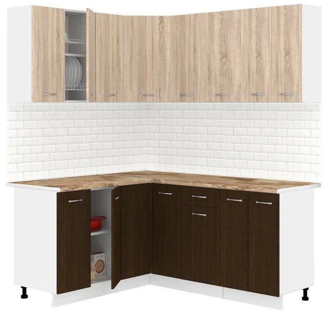 

Готовая кухня Кортекс-мебель Корнелия Лира 1.5x1.8 (дуб сонома/венге/мадрид)