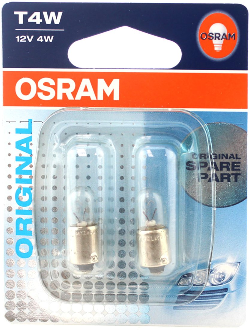 

Лампа накаливания Osram T4W Original Line 2шт [3893-02B]