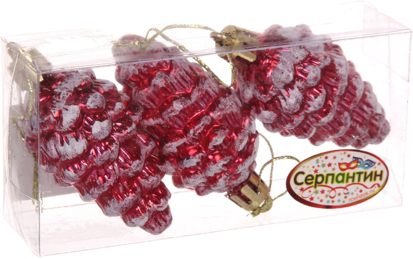 

Елочная игрушка Серпантин Шишечки в инее 5.5 см 3 шт (красный) 916-0252