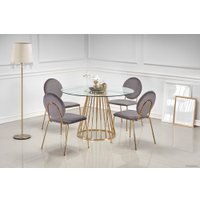 Кухонный стол Halmar Liverpool 120x120 (прозрачный/золотой)