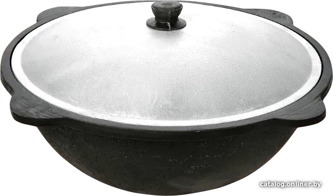 Казан Davr Metall Узбекский чугунный с крышкой, круглое дно (12 л)