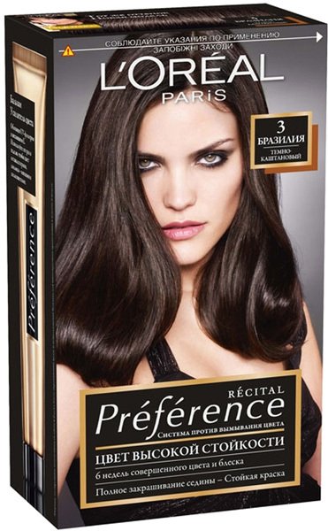 

Крем-краска для волос L'Oreal Recital Preference 3 Бразилия темно-каштановый