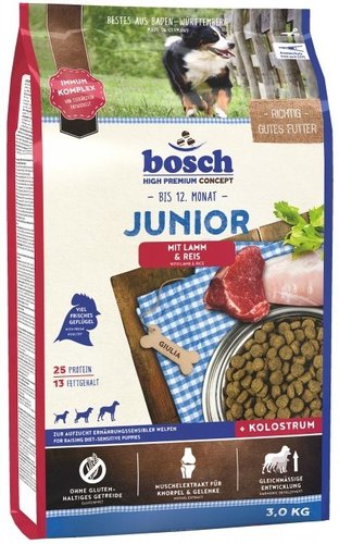 Сухой корм для собак Bosch Junior Lamb & Rice 3 кг (Юниор Ягненок с Рисом)