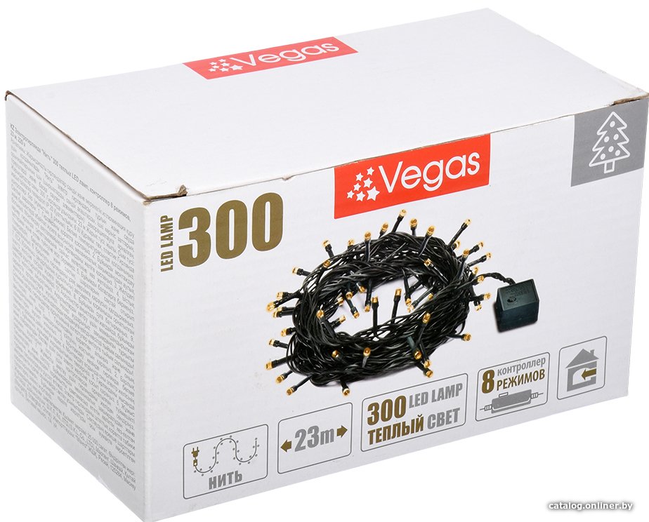 Светодиодная гирлянда Vegas Нить 55071 300 LED (белый теплый)