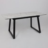 Кухонный стол Lepremo AV 1208 HPL+МДФ раздвижной 1200-1600x800 (виктори натуральный/черный)