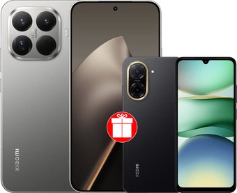 Xiaomi 15T Pro 12GB/512GB международная версия (серый) + Xiaomi Redmi A5 4GB/128GB (полуночный черный) по акции