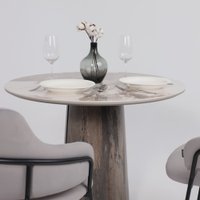 Кухонный стол Lepremo AV 2317 МДФ+керамика 900 (белый глянцевый Pandora/черный+HPL ипанема)