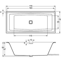 Ванна Riho Still Square Led 170x75 BR0200500K00131 (левая, без ножек)