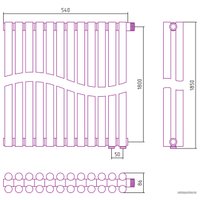 Стальной трубчатый радиатор Сунержа Эстет-11 EU50 1800х540 12 секций (матовое золото)