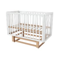Классическая детская кроватка Incanto PAPI с автоспинкой и маятником KR-0176/60 (белый/бук)