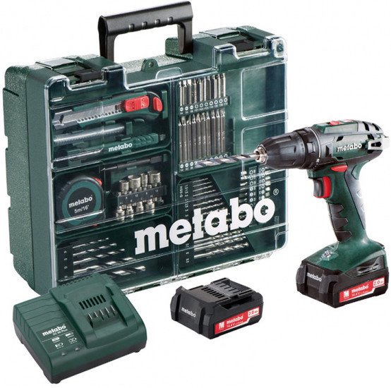 

Дрель-шуруповерт Metabo BS 14.4 SET 602206880 (с 2-мя АКБ, набор оснастки, кейс)