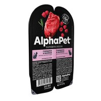 Консервированный корм для кошек AlphaPet Superpremium с говядиной и малиной в соусе 15x80 г в Пинске