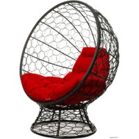 Кресло M-Group Кокос на подставке 11590406 (черный ротанг/красная подушка)