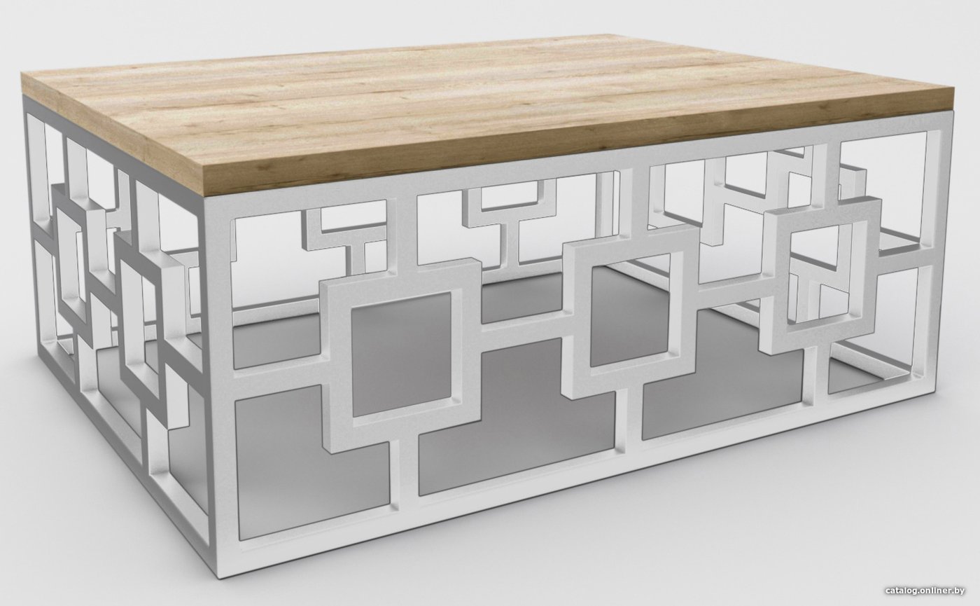 Журнальный столик Hype Mebel Лок 75x100 (белый/дуб галифакс натуральный)
