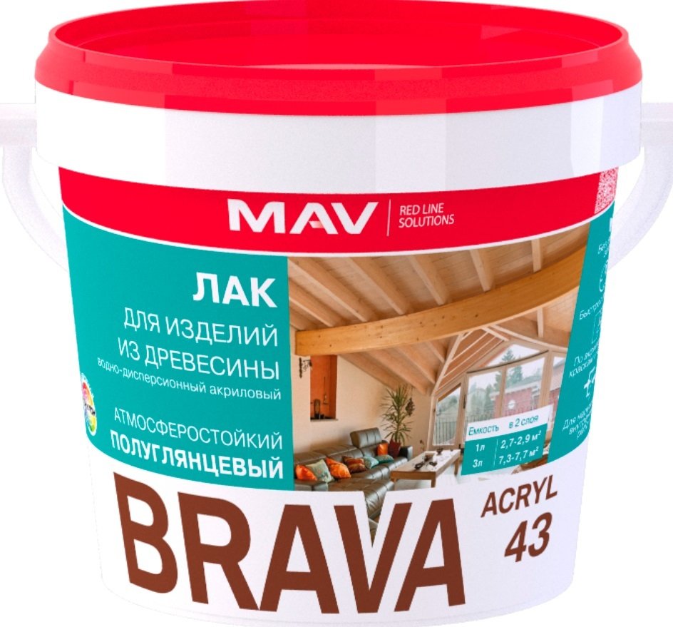 

Лак Brava ВД-АК-1043 3 л (полуглянцевый)