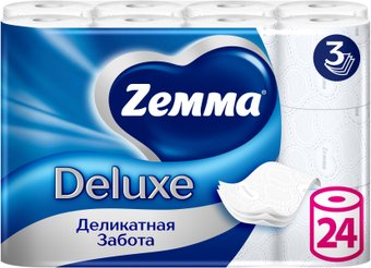 Туалетная бумага Zemma Deluxe Деликатная Забота 3 слоя (24 рулона)