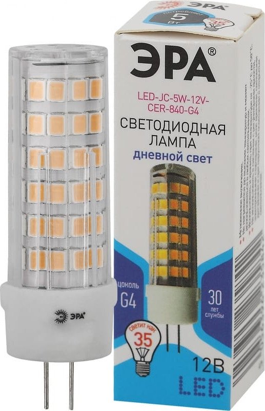 

Светодиодная лампочка ЭРА STD LED JC-5W-12V-CER-840-G4