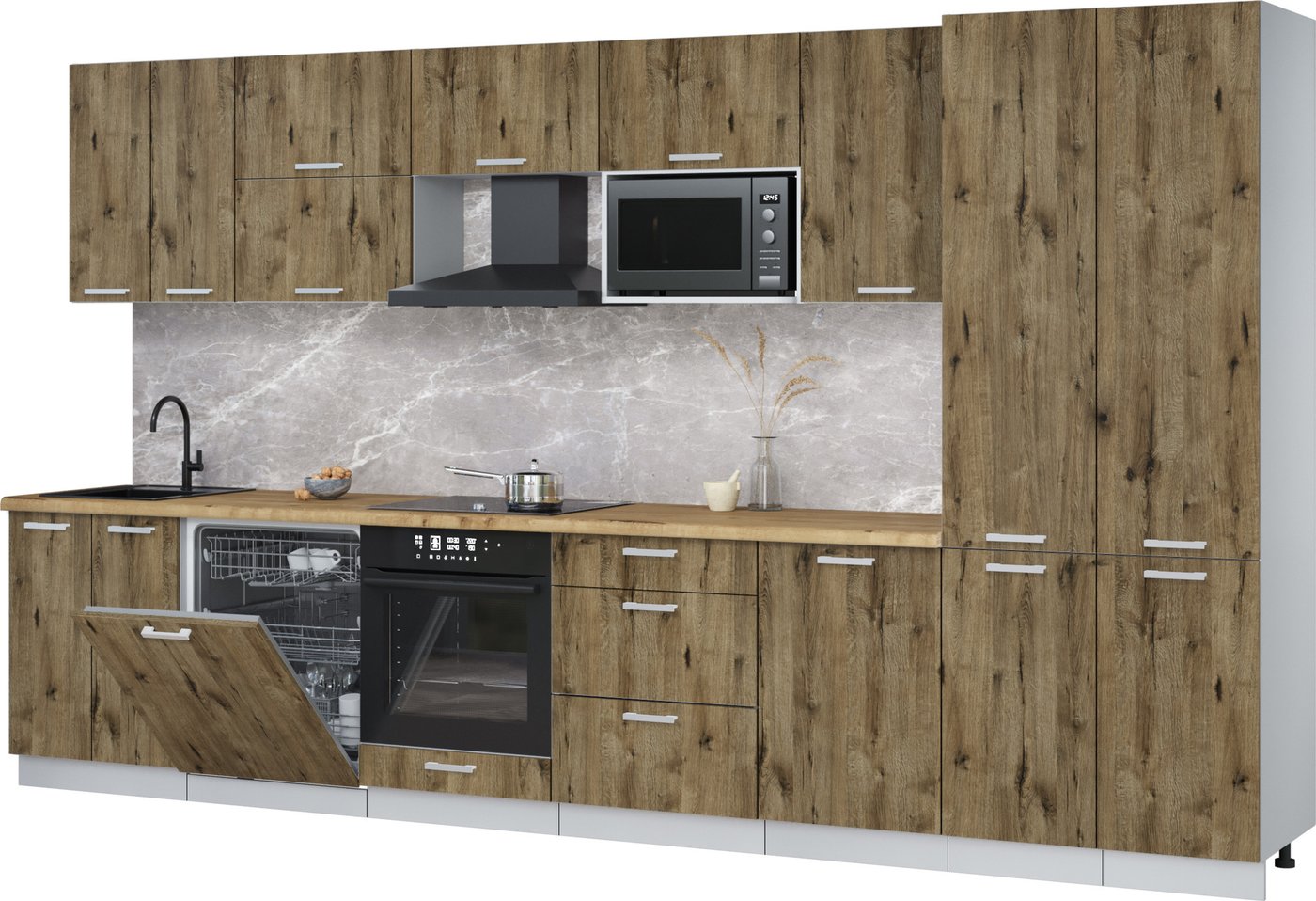 

Готовая кухня Интерлиния Мила Лайт 3.7-ПМ2 (дуб веллингтон/дуб веллингтон/дуб бунратти)