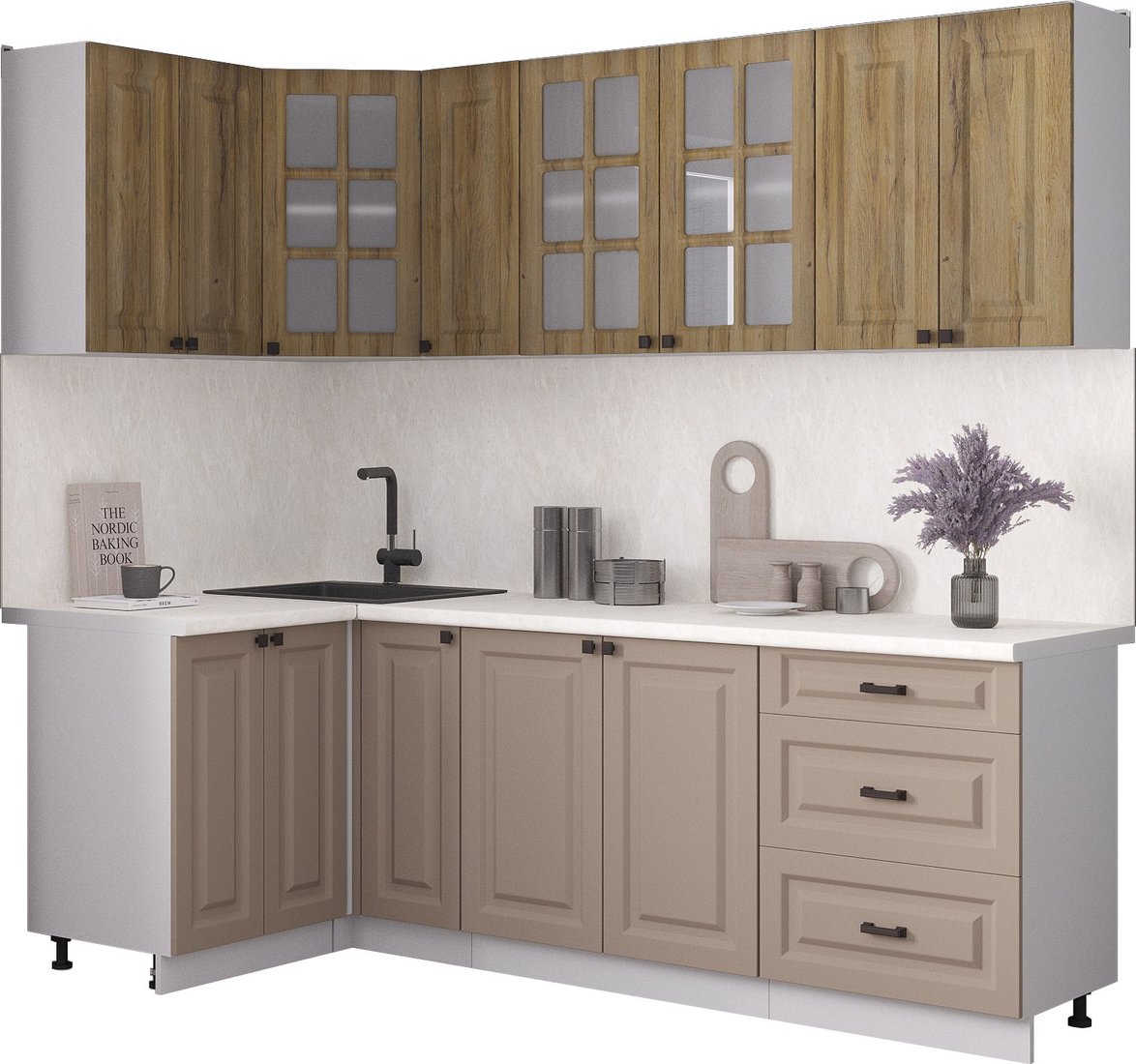 

Готовая кухня Интерлиния Мила Деко 1.2x2.3 (луна/дуб вотан/опал светлый)