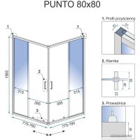Душевой уголок Rea Punto 80x80 (черный/прозрачное стекло)
