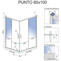 Душевой уголок Rea Punto 100x80 (черный/прозрачное стекло)