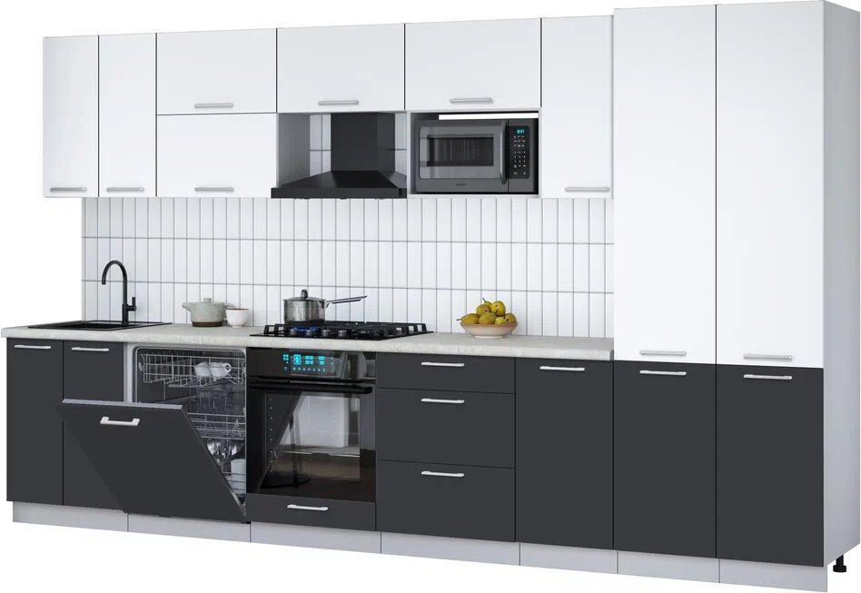 

Готовая кухня Интерлиния Мила Gloss 3.6-ПМ2 (пепел/белый/опал светлый)