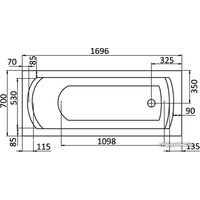 Ванна Santek Монако 170x70 1WH111979 (с каркасом и экраном)