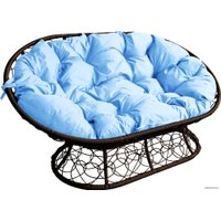 Садовый диван M-Group Мамасан 12110203 (коричневый ротанг/голубая подушка)