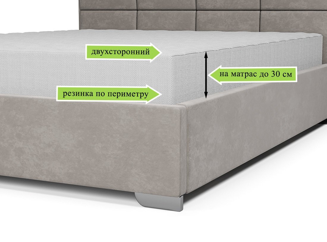 

Защитный наматрасник ЭОС Double cotton 180х195 h-30 Light grey
