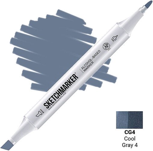 

Маркер художественный Sketchmarker Двусторонний CG4 SM-CG4 (серый холодный №4)