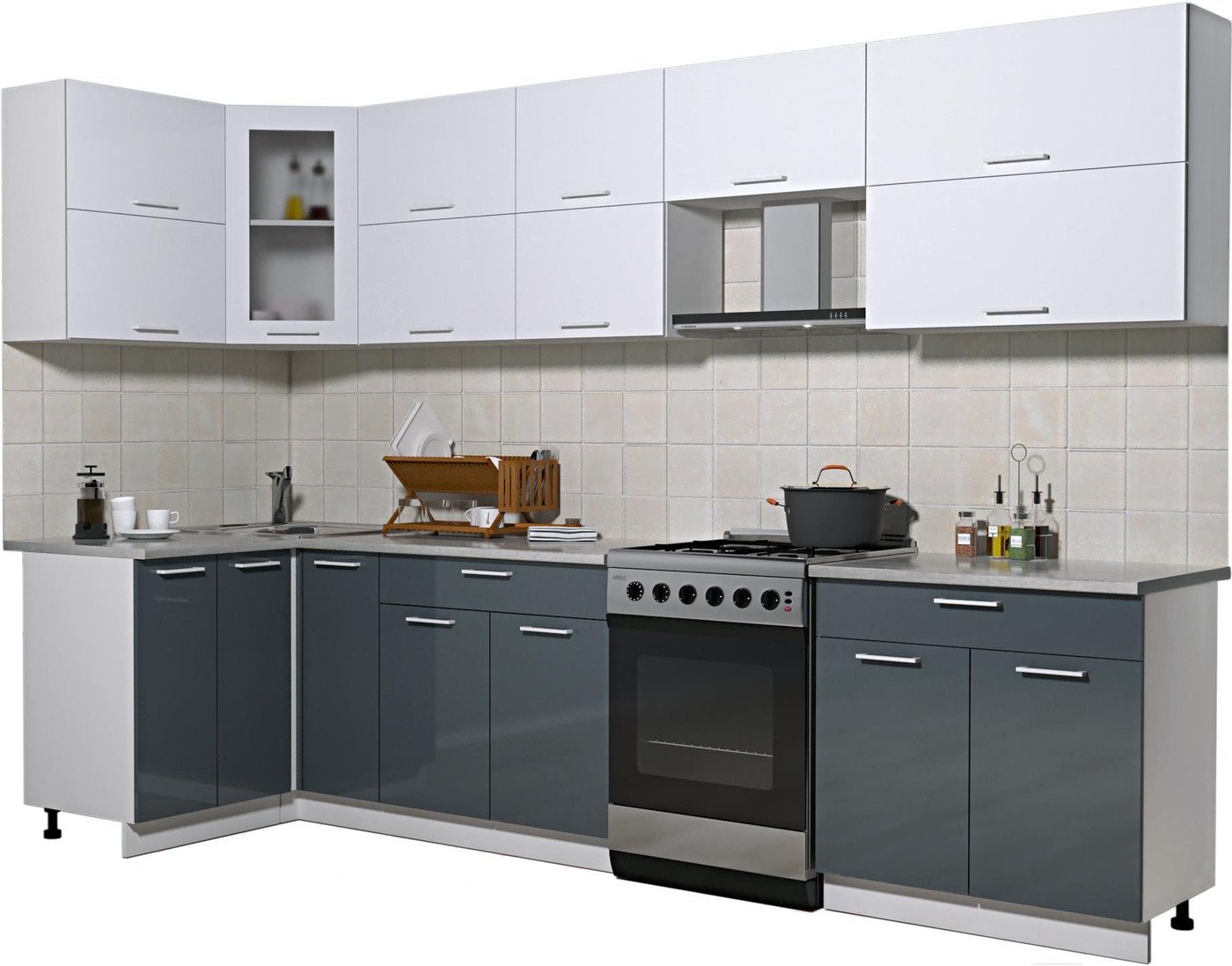 

Готовая кухня Интерлиния Мила Gloss 60-12x31 (белый/асфальт глянец)