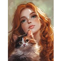 Алмазная мозаика  Феникс+ Рыженькая с кошечкой 70815
