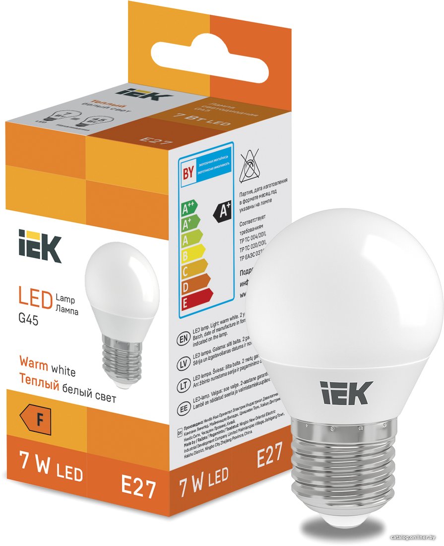 Светодиодная лампочка IEK LED Globe G45 600lm 3000K E27