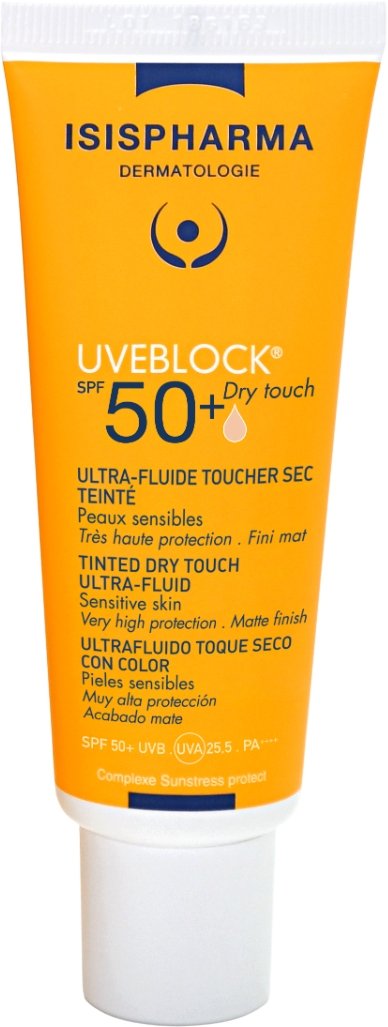 

Isis Pharma Uveblock Dry Touch Tinted SPF 50+ Ультра-флюид с очень высокой степенью защиты от солнечного излучения светлый тон 40 мл