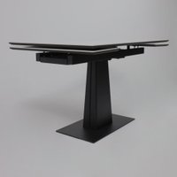 Кухонный стол Lepremo AV 2119 МДФ+керамика раздвижной 1200-1800x800 (белый глянцевый Carla Larkin/черный)