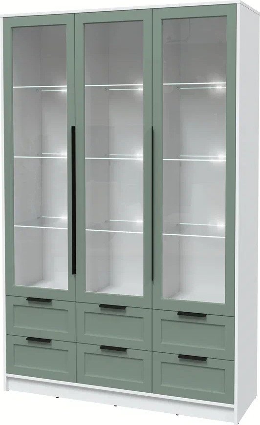 

Шкаф-витрина Интерлиния Концепт Тренд КТ-ШВ3 с подсветкой (белый платинум/мята)