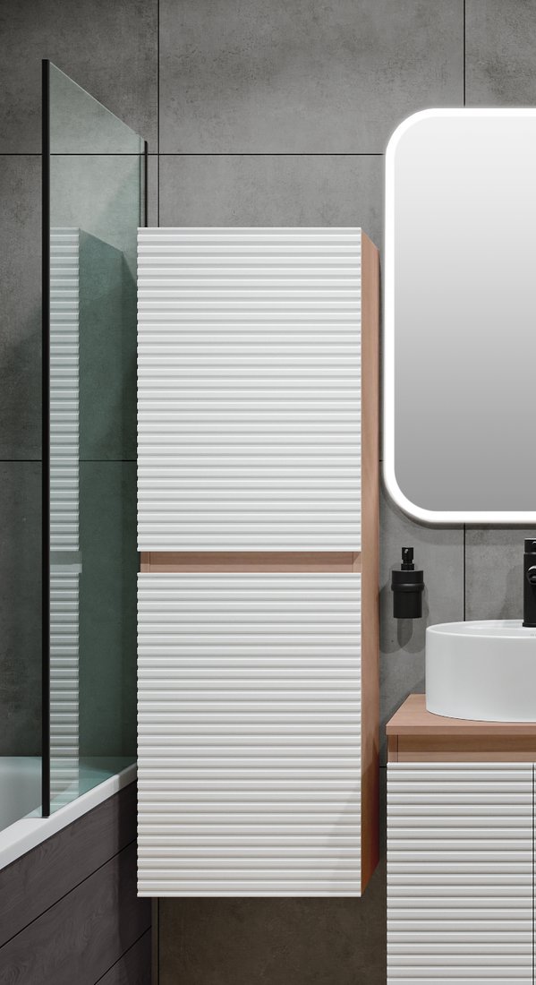 

Runo Шкаф-пенал для ванной Соренто 40 / Тренто 40 горизонталь (крафтовый дуб/белый)