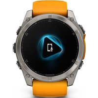 Умные часы Garmin Fenix 8 Sapphire 51мм (титановый, оранжевый силиконовый ремешок)