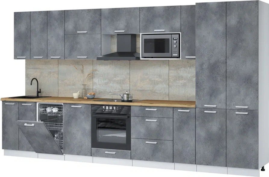 

Готовая кухня Интерлиния Мила Лайт 3.8-ПМ4 (бетон портленд/бетон портленд/дуб бунратти)