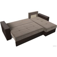 Угловой диван Лига диванов Дубай лайт правый 114156 (велюр коричневый/экокожа коричневый)