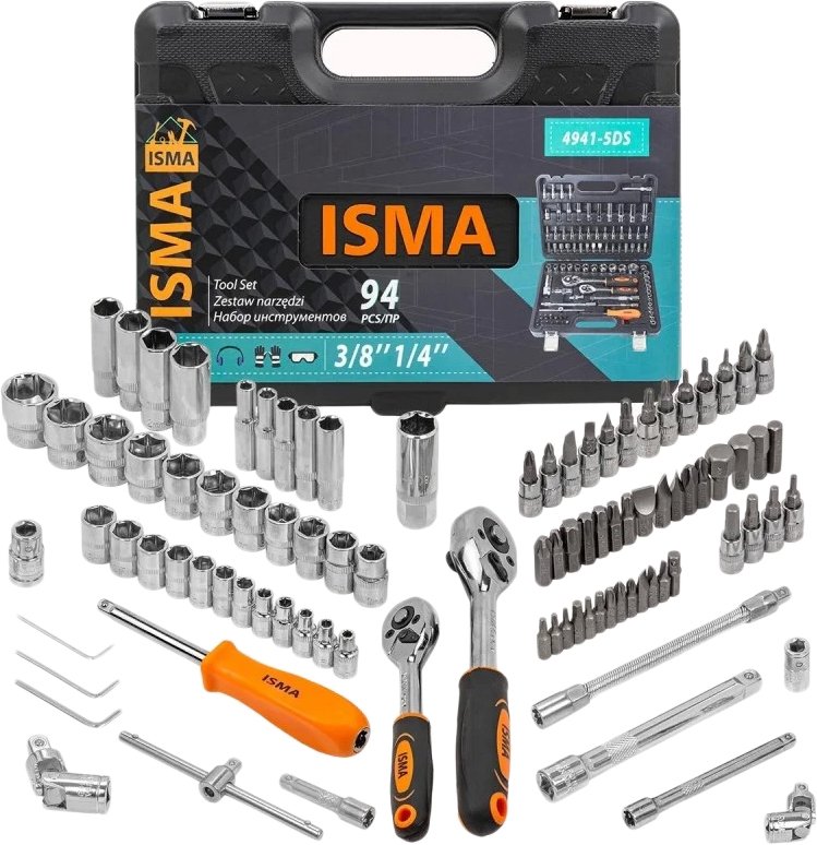 

Набор трещотка с головками и битами ISMA ISMA-4941-5DS (94 предмета)