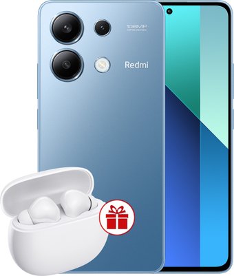 Xiaomi Redmi Note 13 8GB/256GB с NFC международная версия (ледяной синий) и Xiaomi Redmi Buds 4 Active (белый) по акции
