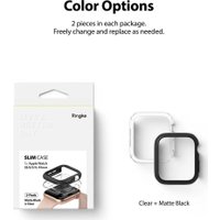 Чехол Ringke Slim для Apple Watch Se3/Se2/Se/6/5/4 44mm Clear(1шт) + Black(1шт)