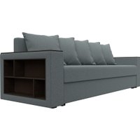 Диван Лига диванов Дубай Лайт полки слева 132282L (рогожка Амур 07 серый)