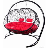 Подвесной диван M-Group Лежебока 11180406 (с черным ротангом/красная подушка)