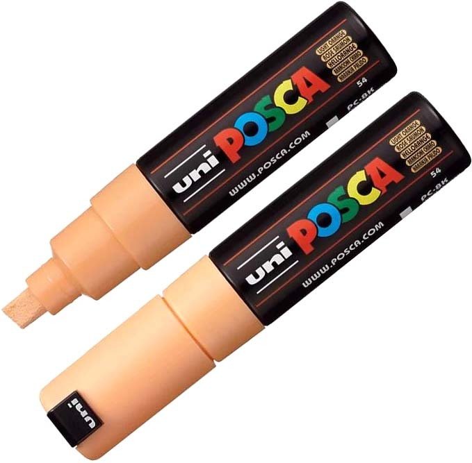 

Маркер художественный UNI Mitsubishi Pencil Posca 8 мм PC-8K L.ORANGE (светло-оранжевый)