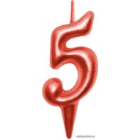 Свеча для торта Мультидом Овал Цифра 5 МС5-35 (красный)