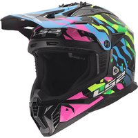 Мотошлем LS2 MX708 Fast II Grotesk (XL, синий/розовый/зеленый)