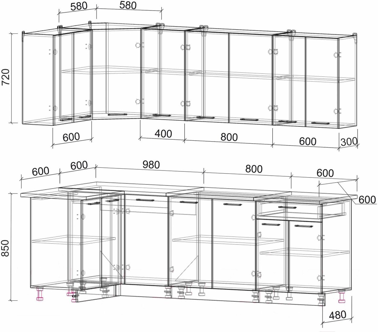 

Готовая кухня Интерлиния Мила Лайт 1.2x2.4 (ваниль/дуб венге)