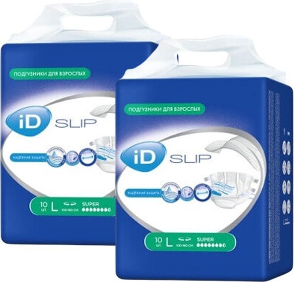 

Подгузники для взрослых ID Slip (L, 2x10шт)